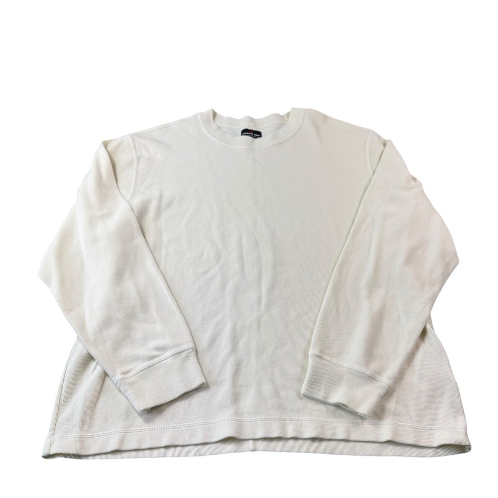 American Giant Cream Ribbed Cotton Men's L/S Crewneck Pullover Size XL